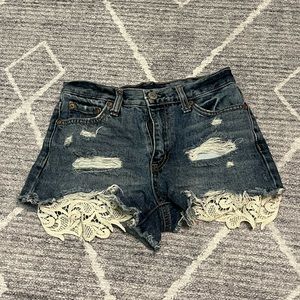 Aeropostale Cheeky Short Dark Ripped Jean Shorts 00